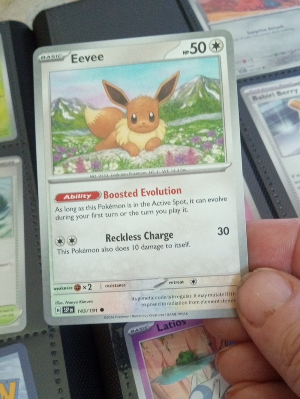 Pokemon Eevee Trading Card - White, Brown, Green